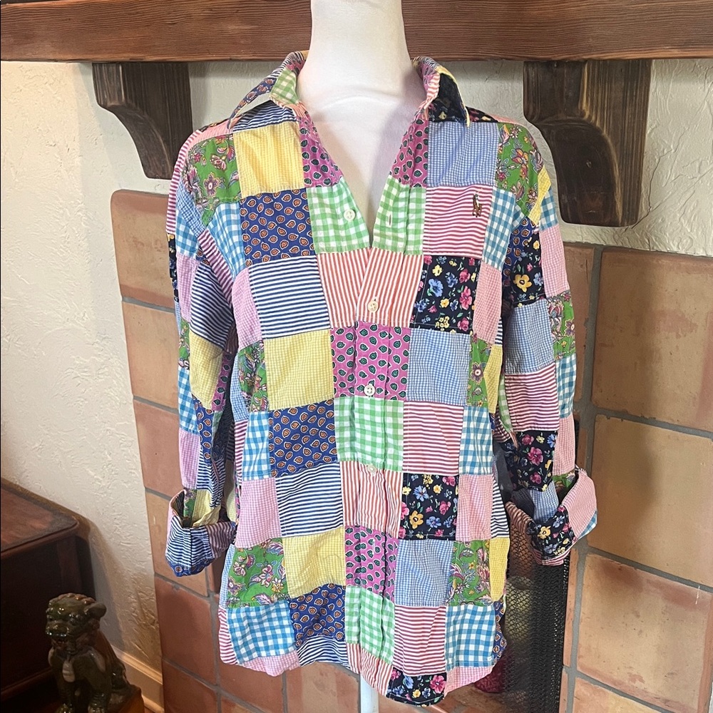 Ralph Lauren Multicolor Patchwork Button Down Shi… - image 2